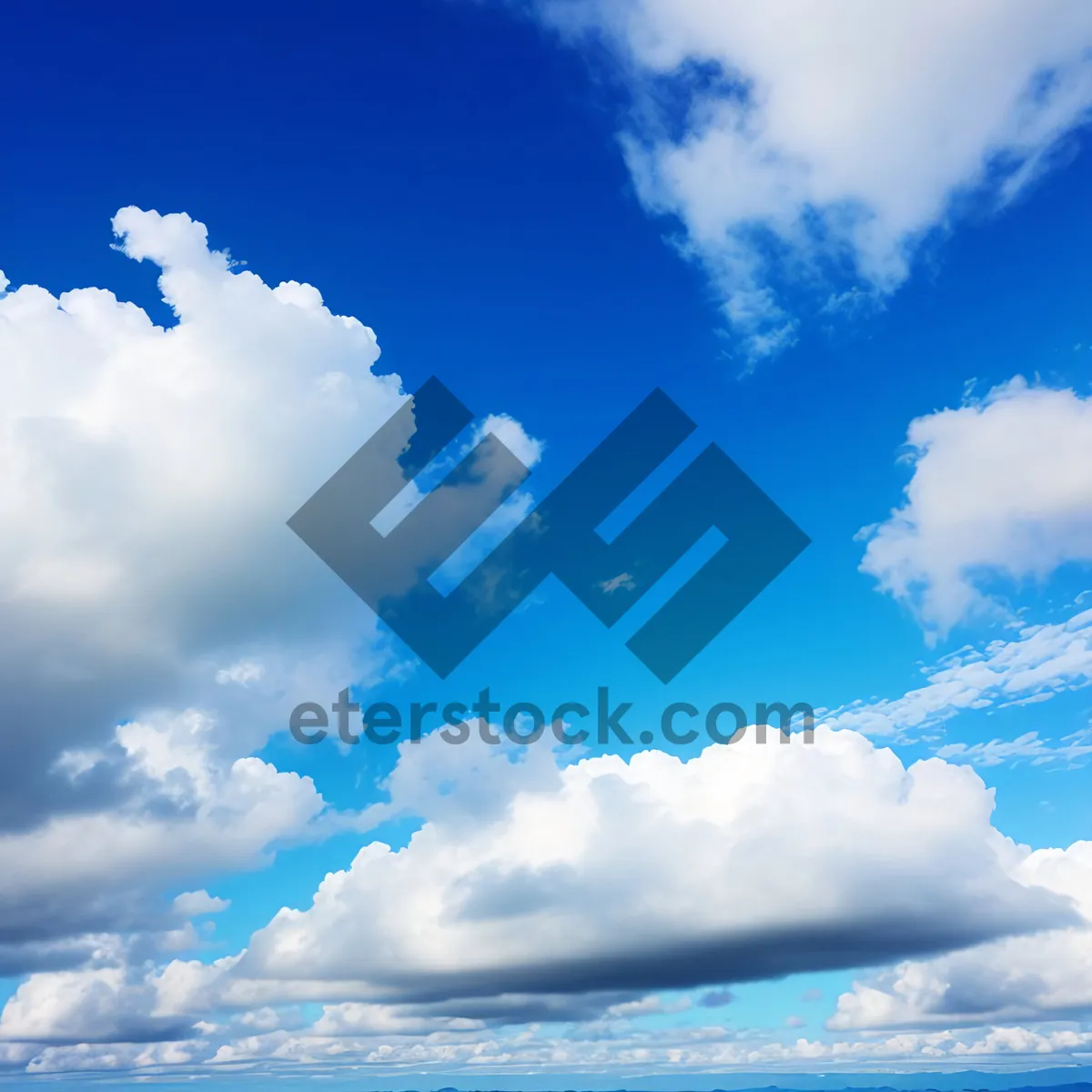 Picture of Fluffy Cumulus Overcast Floating in Azure Skies