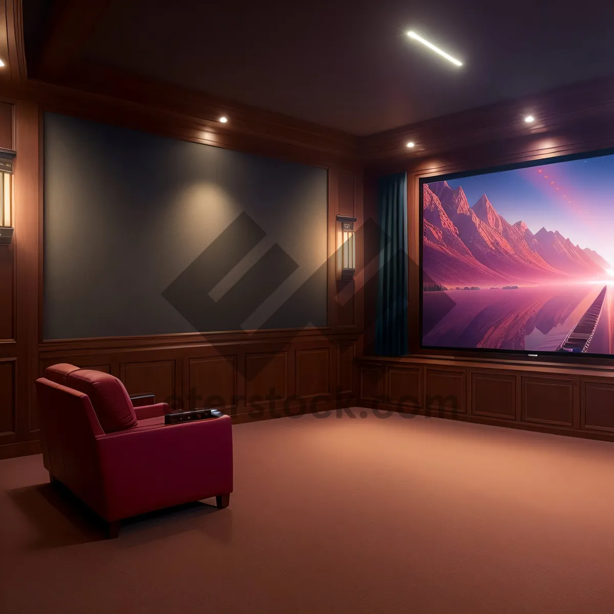 Picture of Modern Luxury Home Theater with Comfortable Sofa