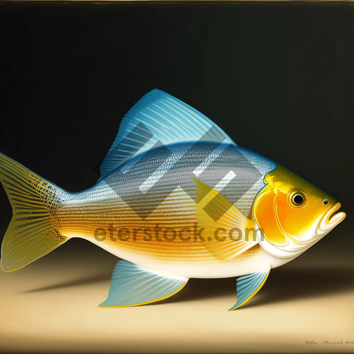 Picture of Vibrant Orange Goldfish Swimming in Aquarium