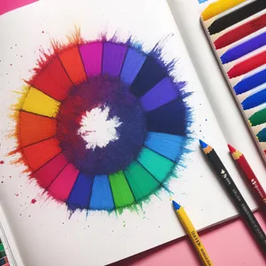 Colorful school supplies on wooden desk in a row