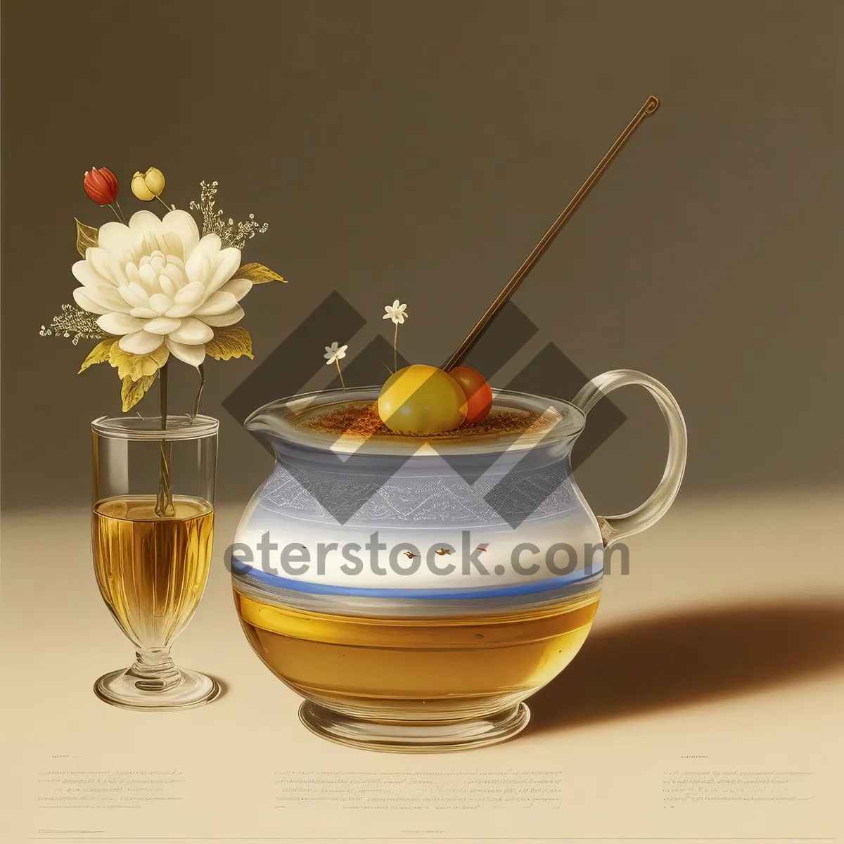 Picture of Healthy Breakfast Tea in Yellow Glass Cup