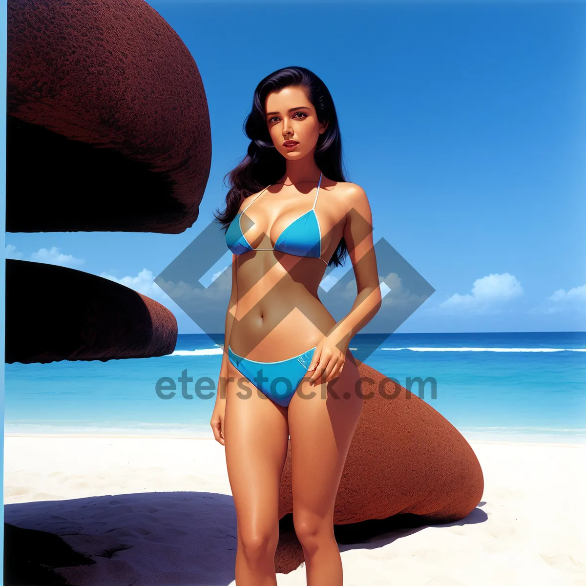 Picture of Exotic Beachwear: Stylish Swimsuit on Tropical Sand