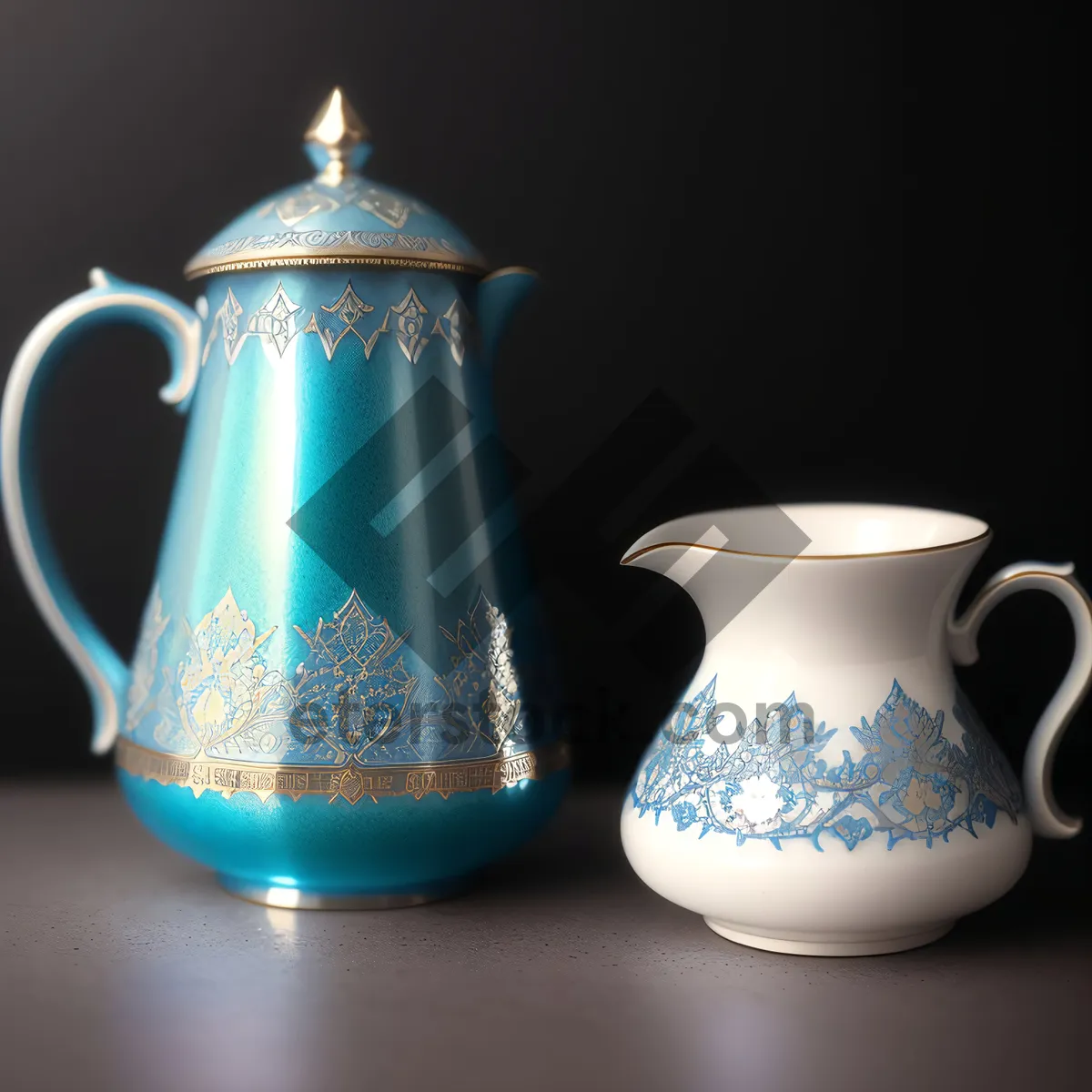 Picture of Coffee Time: Traditional Porcelain Teapot and Cup"
OR
"Morning Beverage: Ceramic Teapot and Coffee Mug