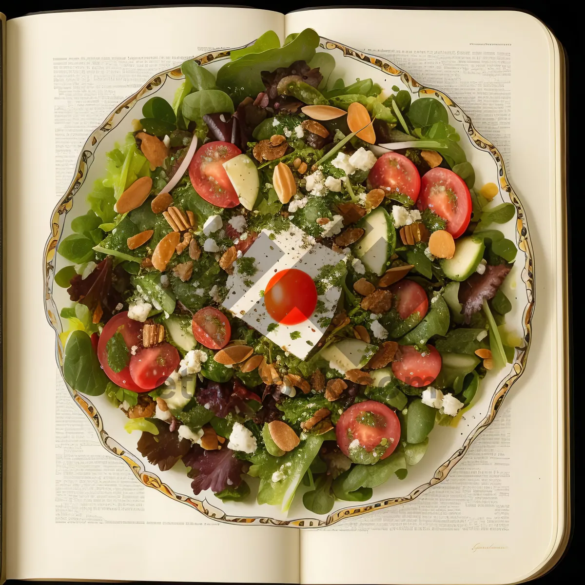 Picture of Gourmet Beef Salad with Chickpeas and Vegetables.