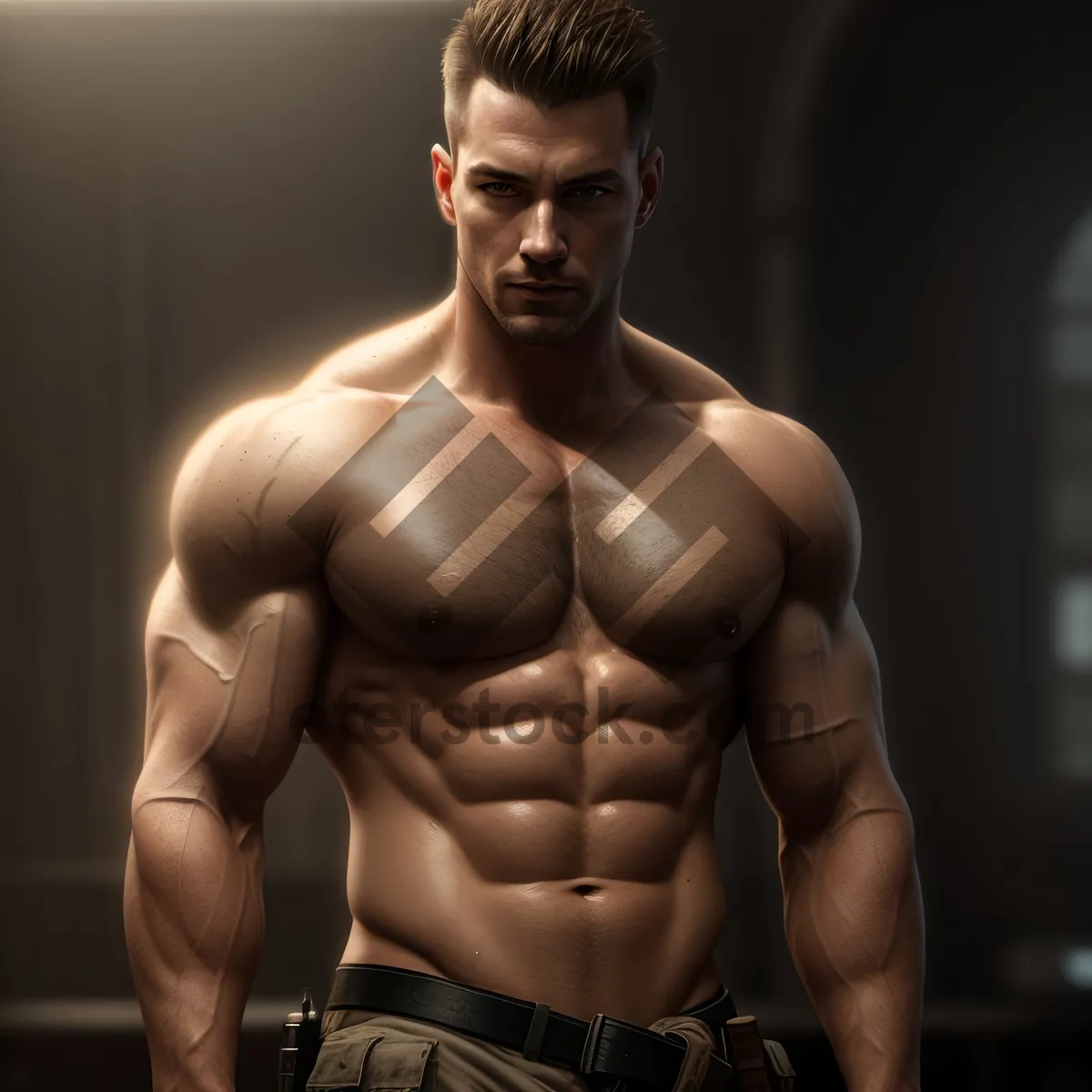 Picture of Sculpted Power: Chiseled Physique of a Masculine Bodybuilder.