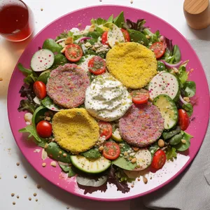 Fresh and Healthy Salad with Vegetables and Fruit