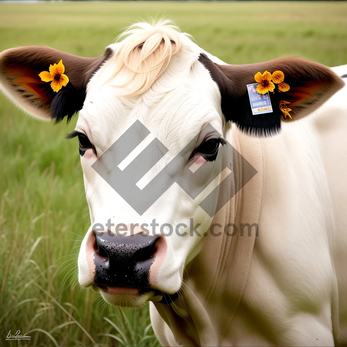 Picture of Idyllic Countryside Cows Grazing on Lush Farmland