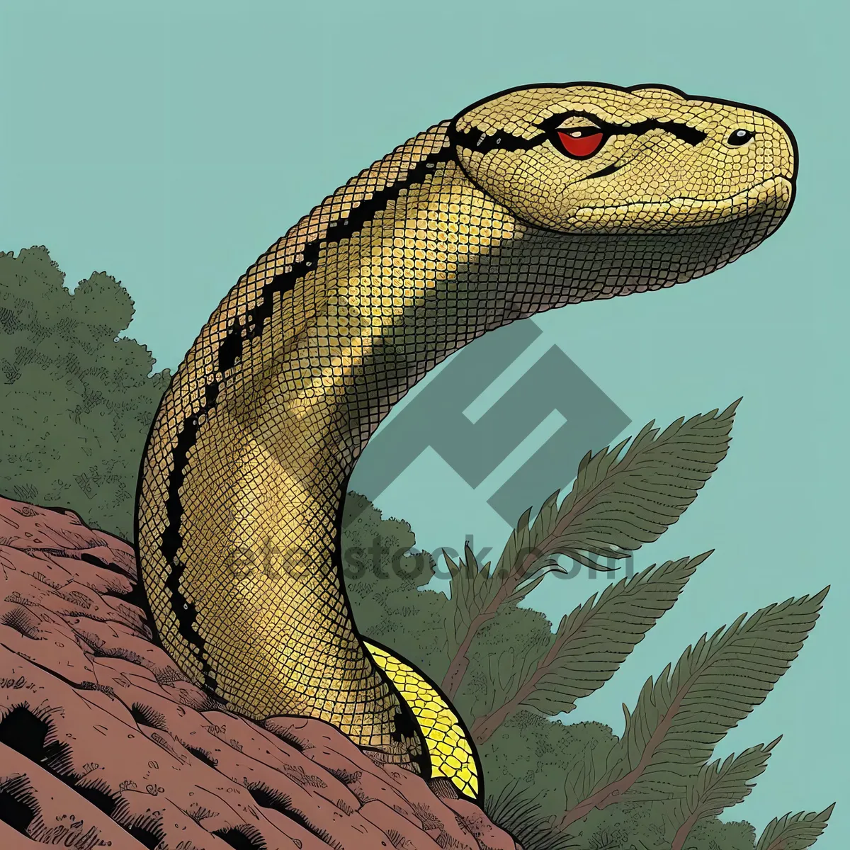 Picture of Exotic Reptile Gazing with Piercing Eye