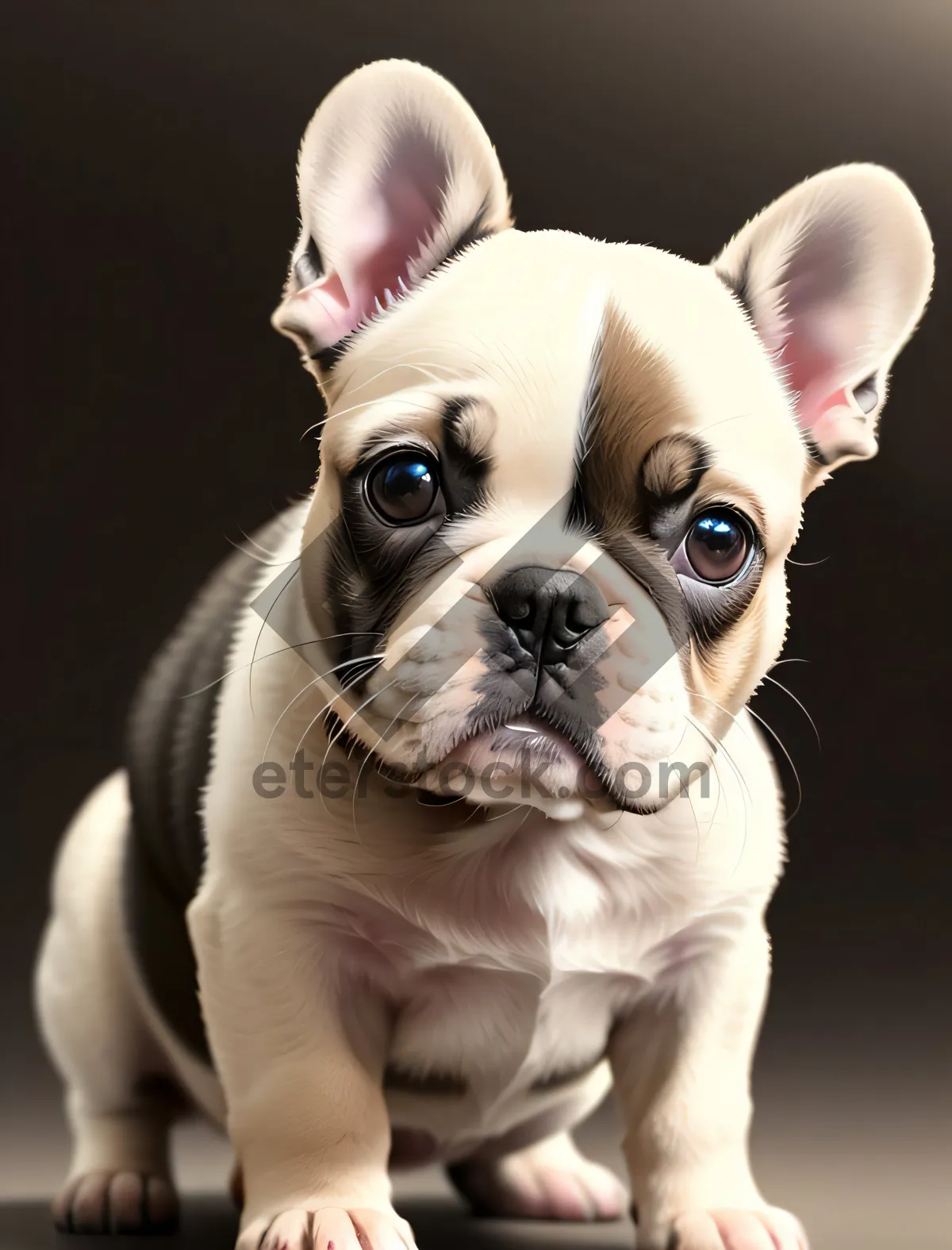 Picture of Wrinkled Bulldog Puppy - Adorable Studio Portrait of Purebred Canine