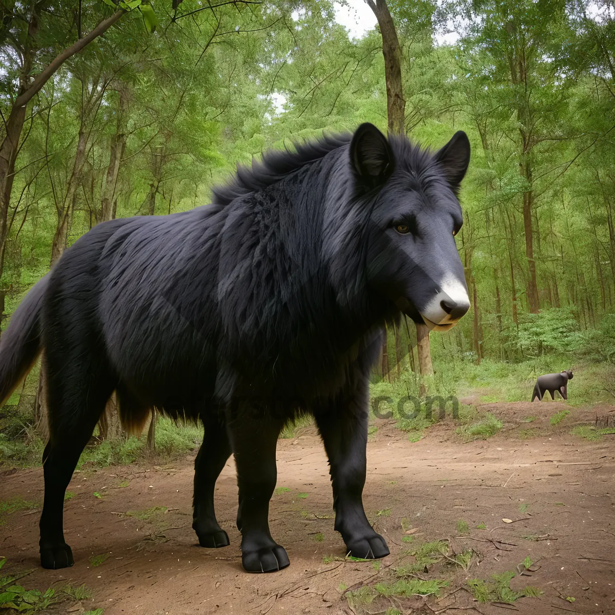 Picture of Wild Boar Grazing in Rural Meadow