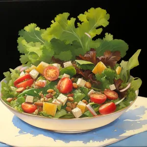 Fresh Vegetarian Salad with Cheese and Tomatoes