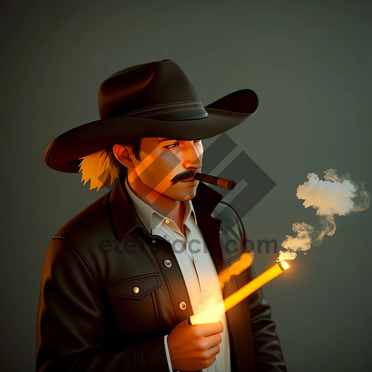 Picture of Stylish Cowboy Portrait in Black Hat