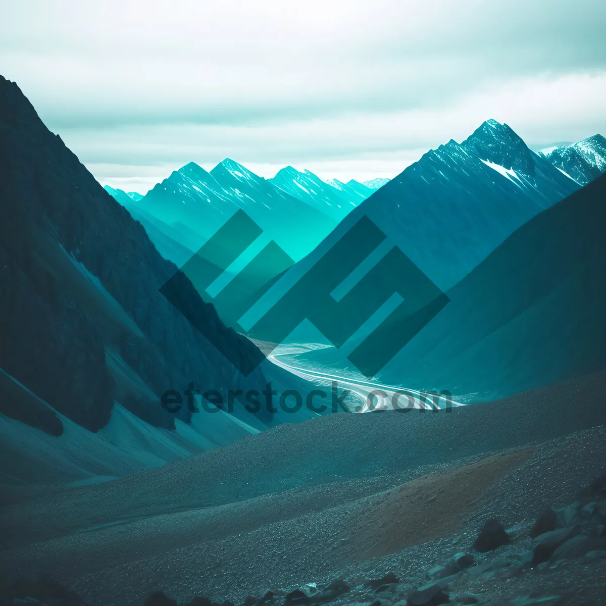 Picture of Snow-capped Glacial Mountains Reflecting in Pristine Lake