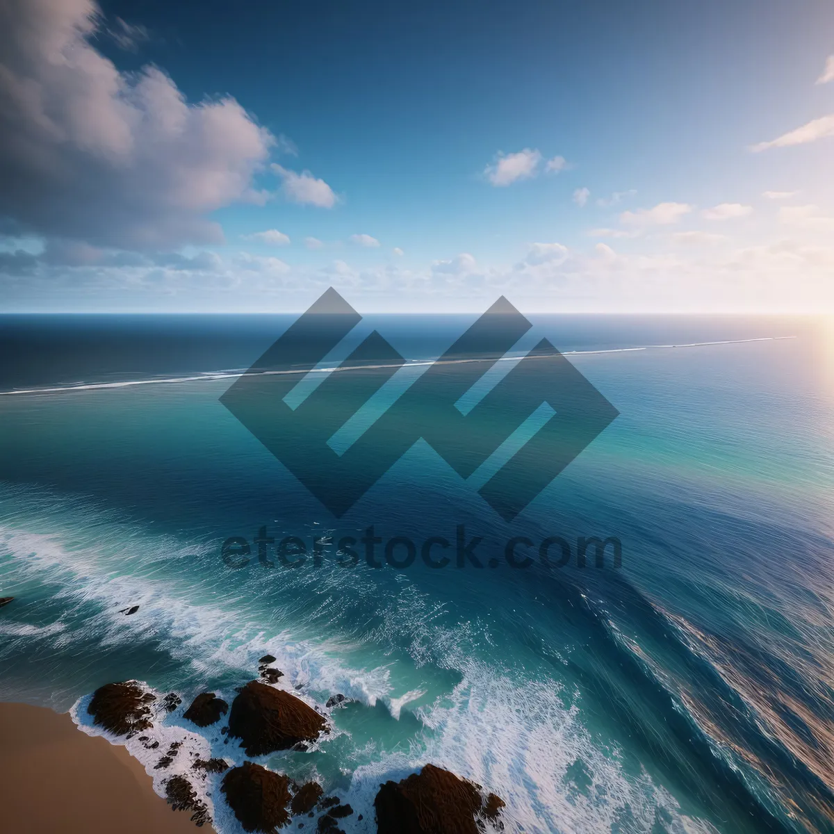 Picture of Tranquil Sunset Shoreline Overlooking Turquoise Waves