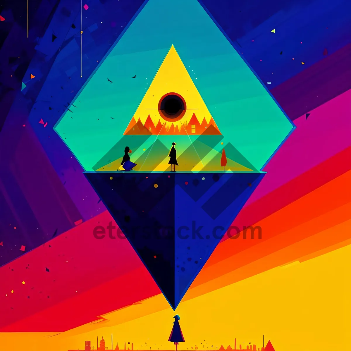 Picture of Sheltering Symbols: Canopy House with Umbrella Canvas