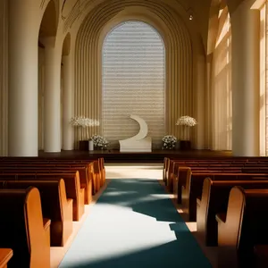 Library Hall with Architectural Interior and Furniture