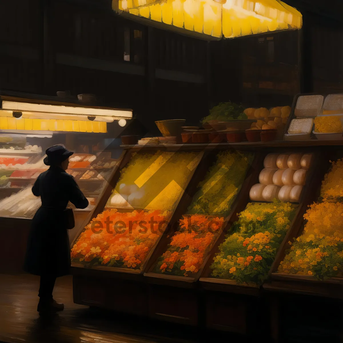 Picture of Fresh fruit display at supermarket grocery store.