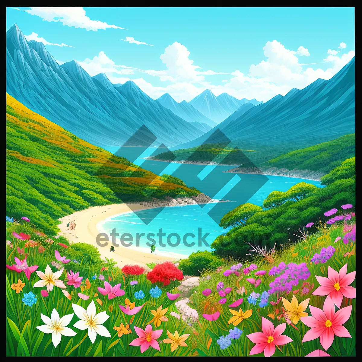 Picture of Vibrant Sky Design - Colorful Bright Landscape Background