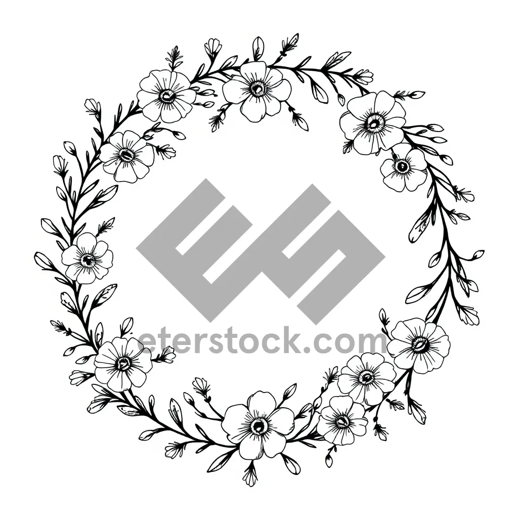 Picture of Antique floral ornament with intricate design and graceful curves.