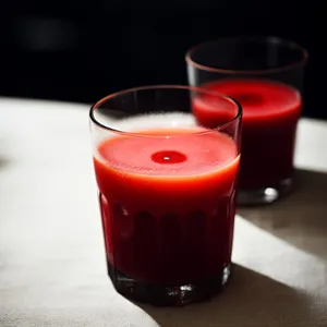 Refreshing fruit cocktail with ice and syrup.
