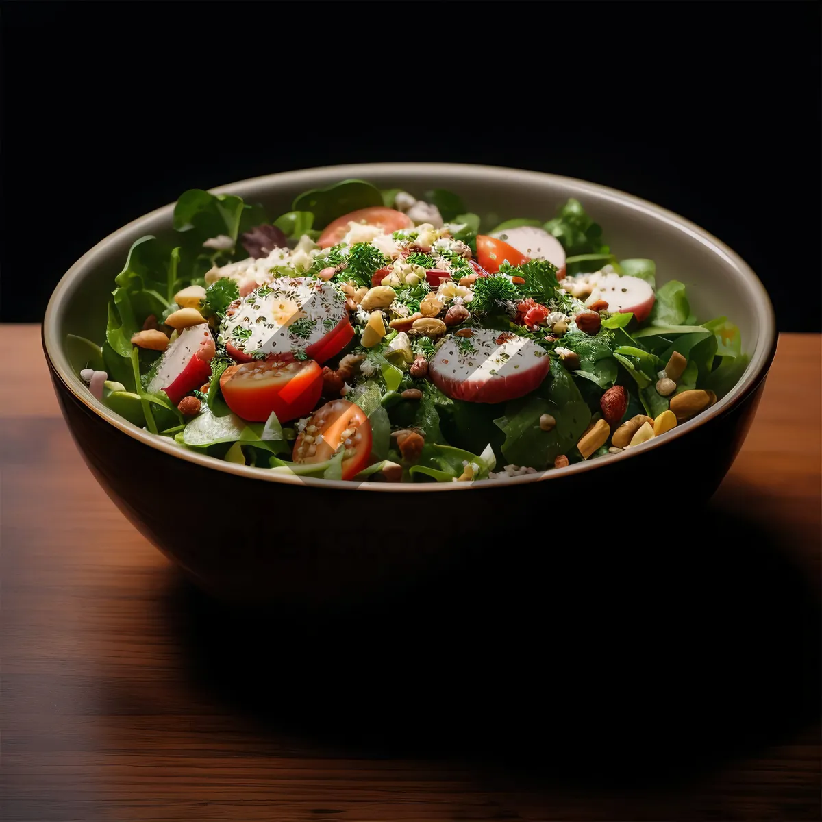 Picture of Fresh Vegetable Salad with Tasty Pepper Garnish