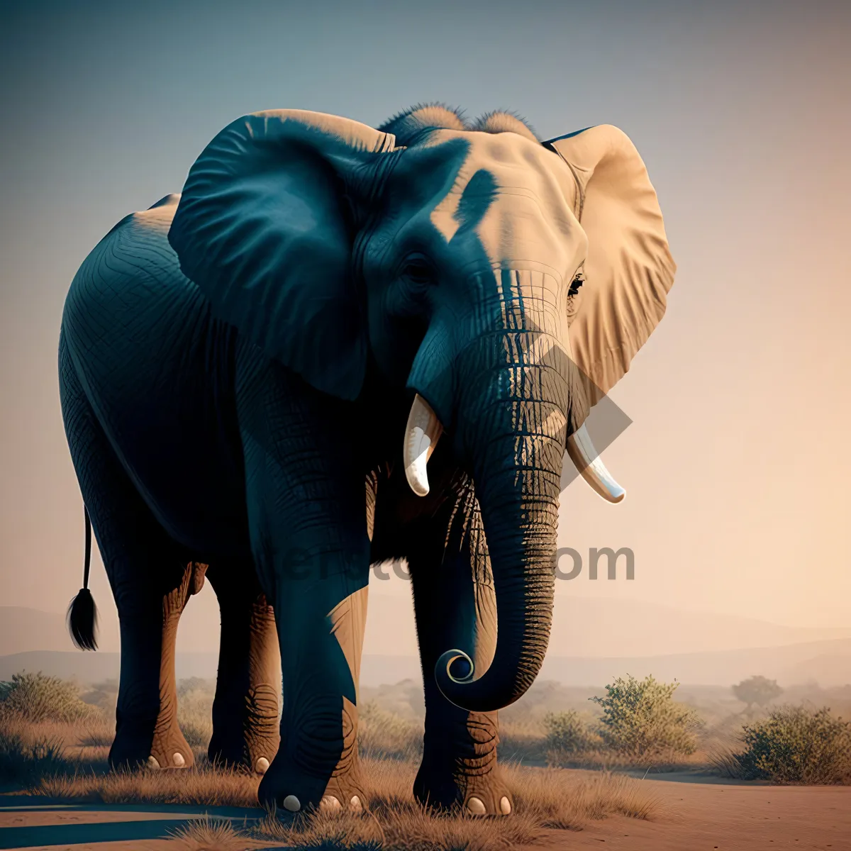 Picture of Majestic Sunset Safari: Wild Elephant in Savanna