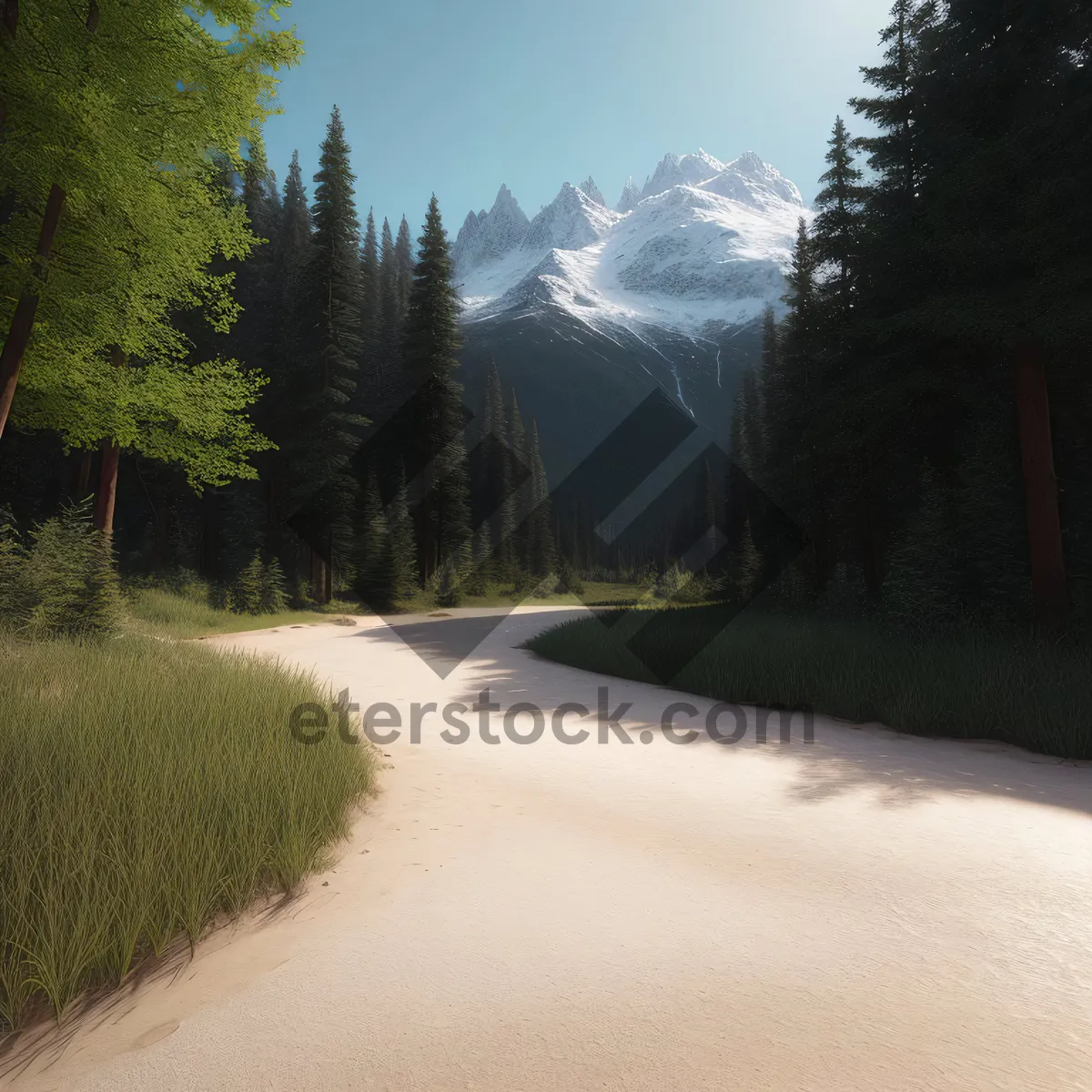 Picture of Serene Mountain Road Through Pine Forest