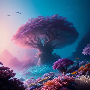 Colorful Marine Life in Sunlit Coral Reef