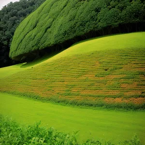 Idyllic Highland Rice Field Landscape