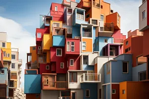 Modern Urban Apartment Building with Balconies