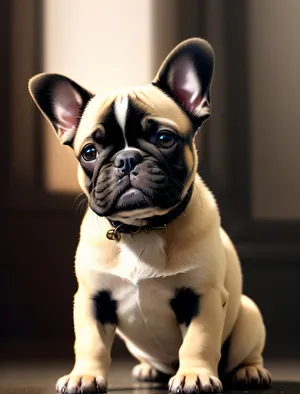 Cute Wrinkled Bulldog Puppy Studio Portrait