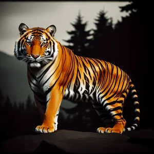 Striped Jungle Predator: Majestic Tiger in the Wild
