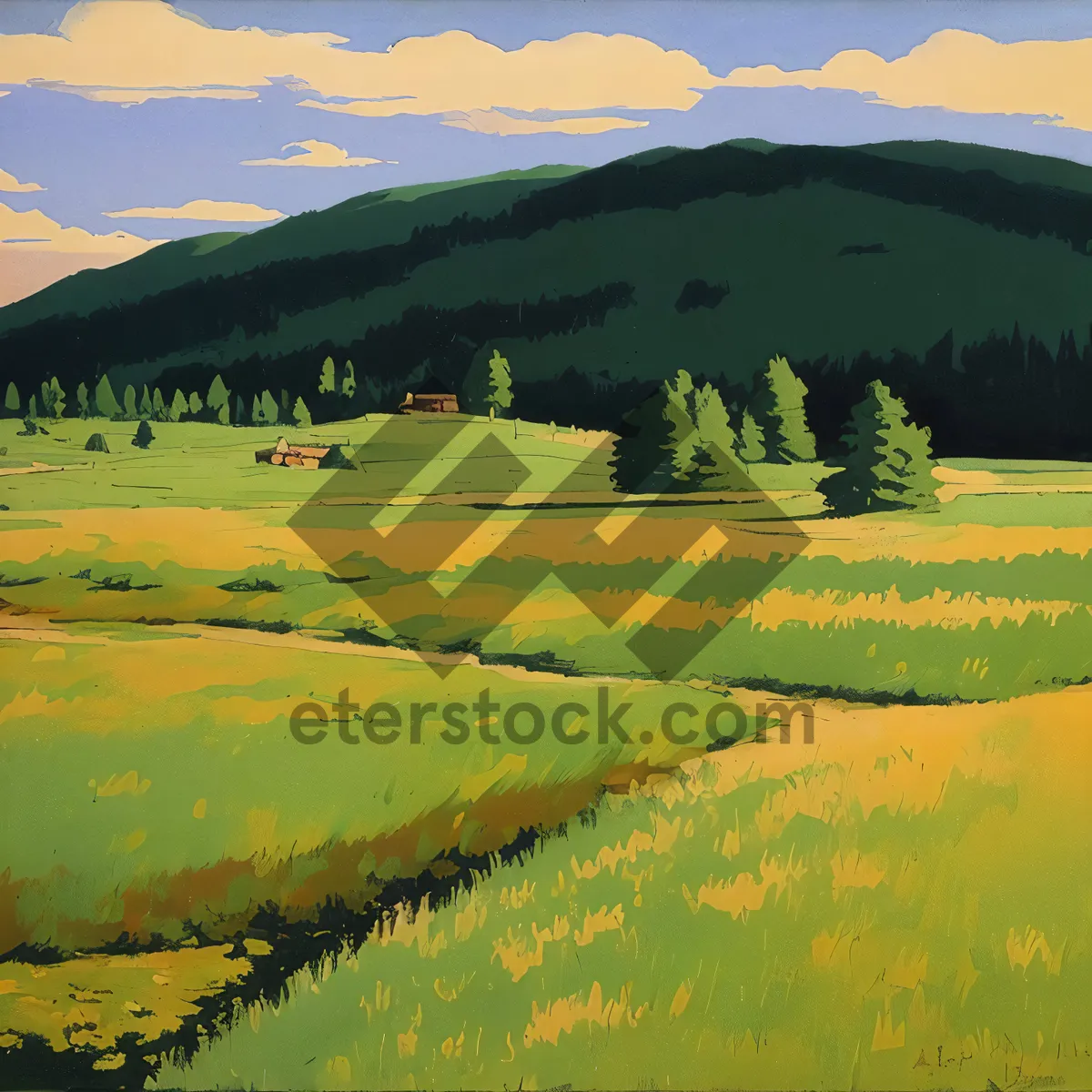 Picture of Golf Course Landscape under Clear Blue Sky