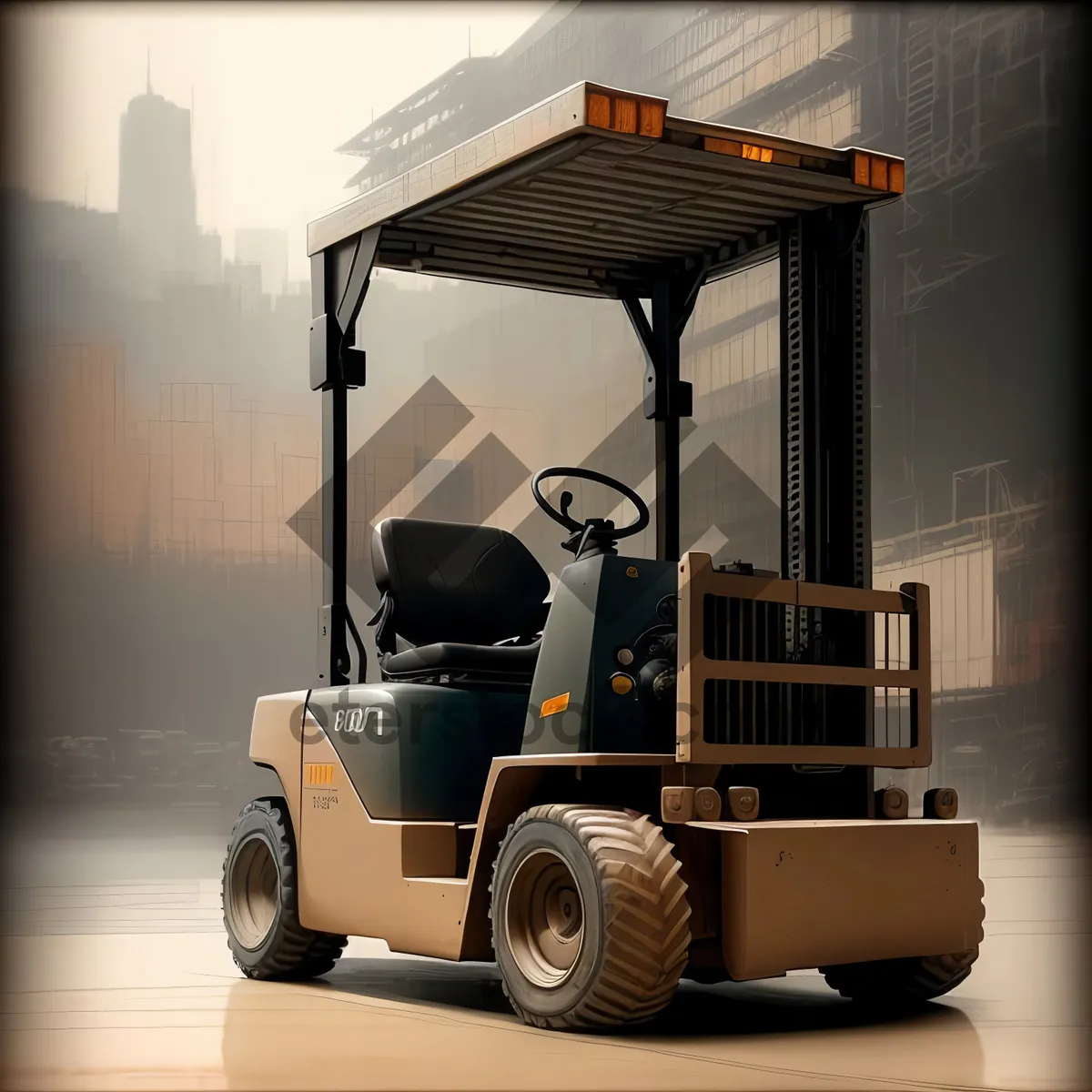 Picture of Heavy-duty Forklift Truck in Industrial Construction Zone