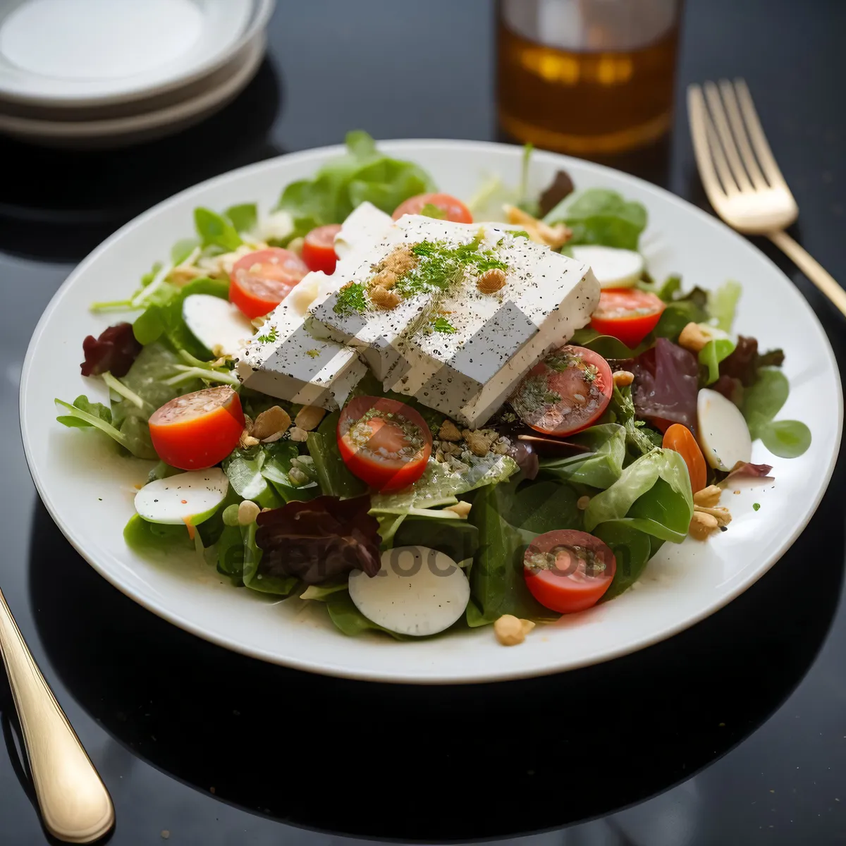 Picture of Delicious Gourmet Salad with Fresh Vegetables and Cheese