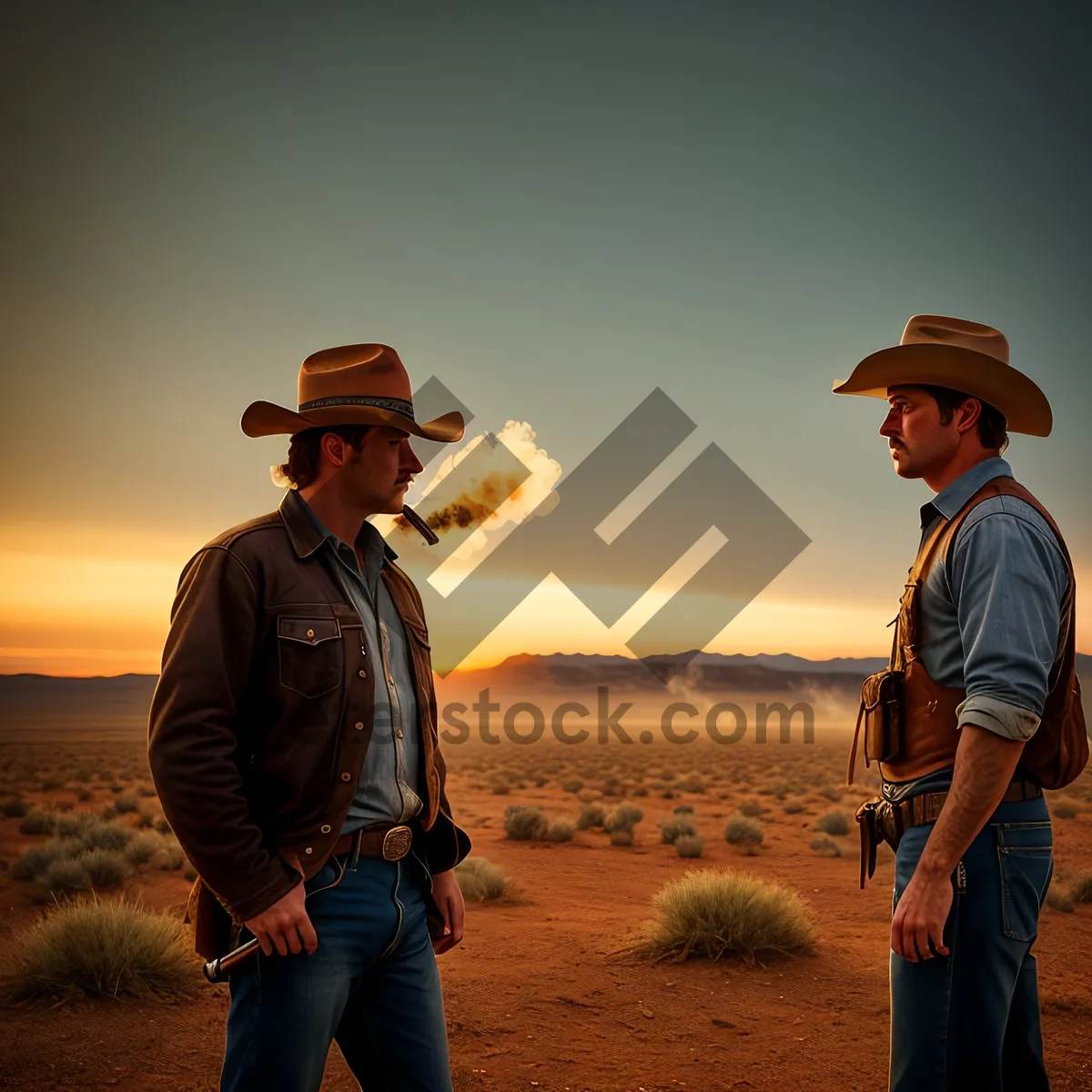 Picture of Happy Cowboy Couple Enjoying Summer Outdoors