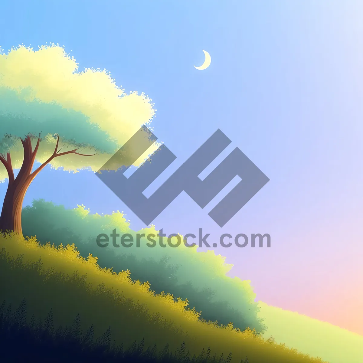 Picture of Golden Sunset Over Rural Landscape