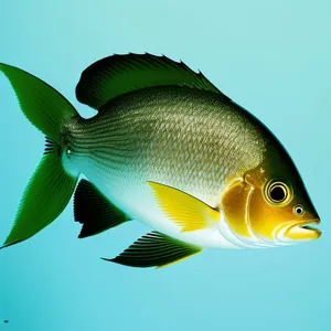 Golden Fish Swimming in Tropical Aquarium Tank