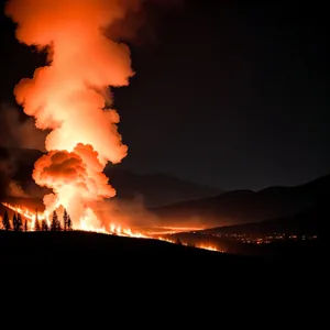 Blazing Volcano Sunset: Fiery Celestial Power