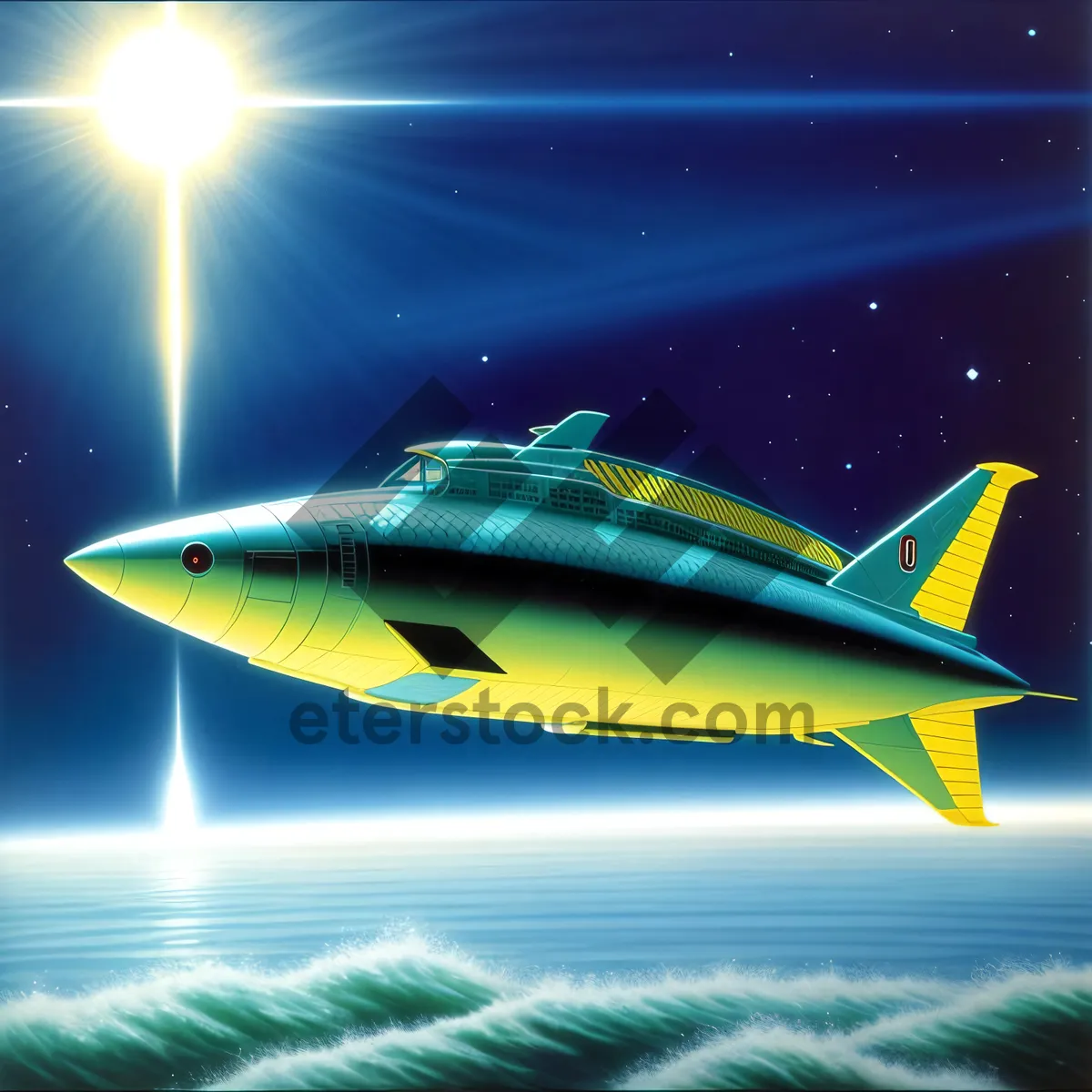 Picture of Sunlit Ocean: Majestic Barracuda in Sparkling Waters