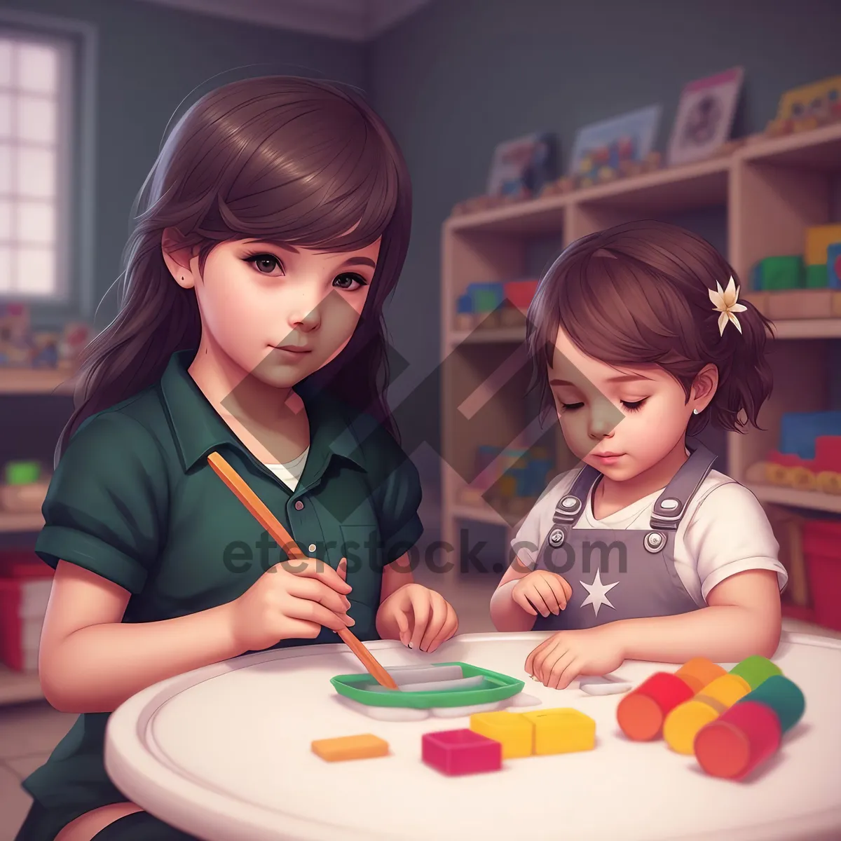 Picture of Joyful family learning in cozy classroom setting.