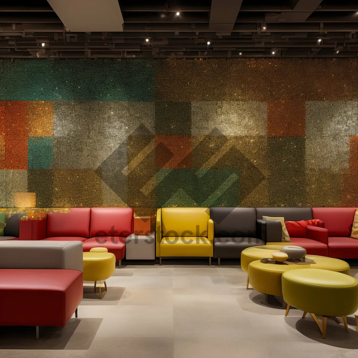 Picture of Modern Living Room Interior with Comfortable Sofa and Table