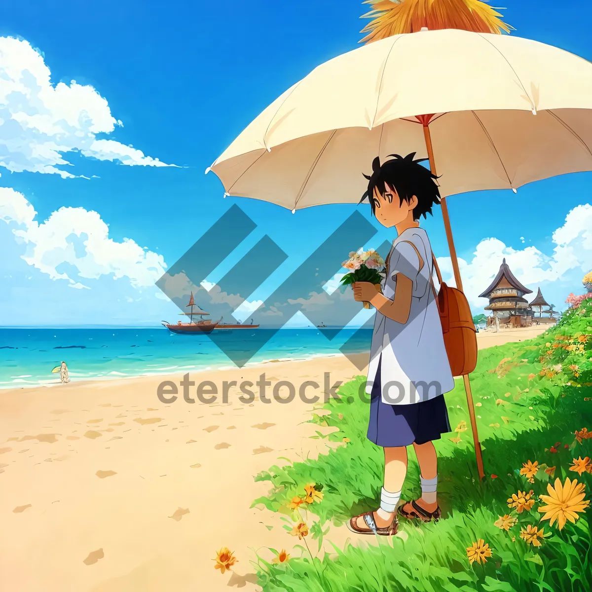 Picture of Vacation Bliss Under Tropical Beach Umbrella