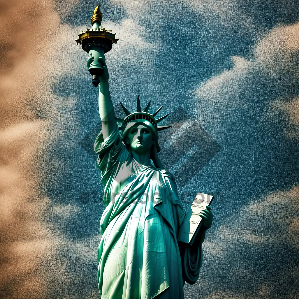 Picture of City's Majestic Liberty Monument Towering Towards Sky