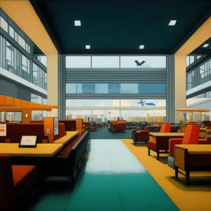 Modern Library Interior with Stylish Furniture