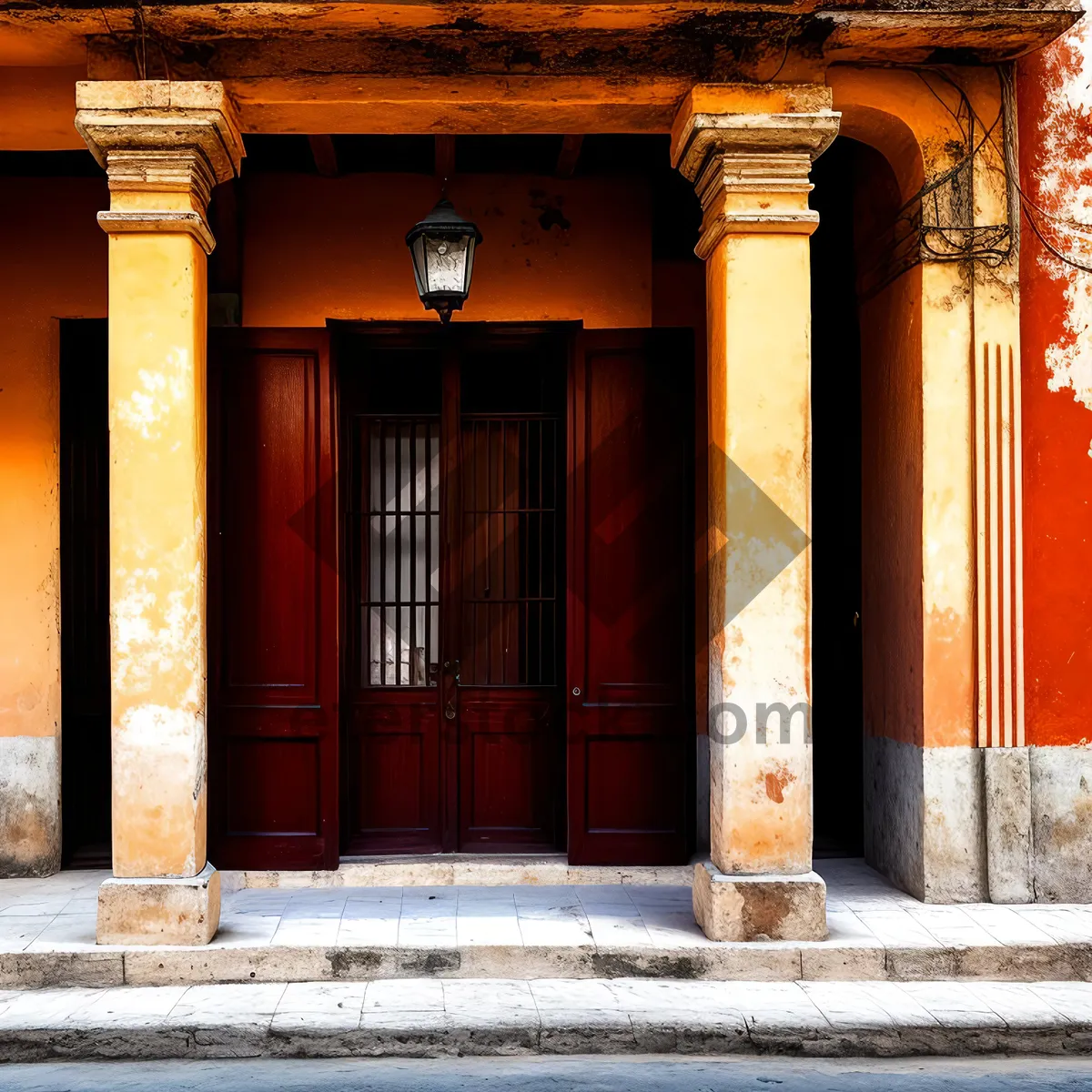 Picture of City's Historic Stone Entrance and Architectural Door