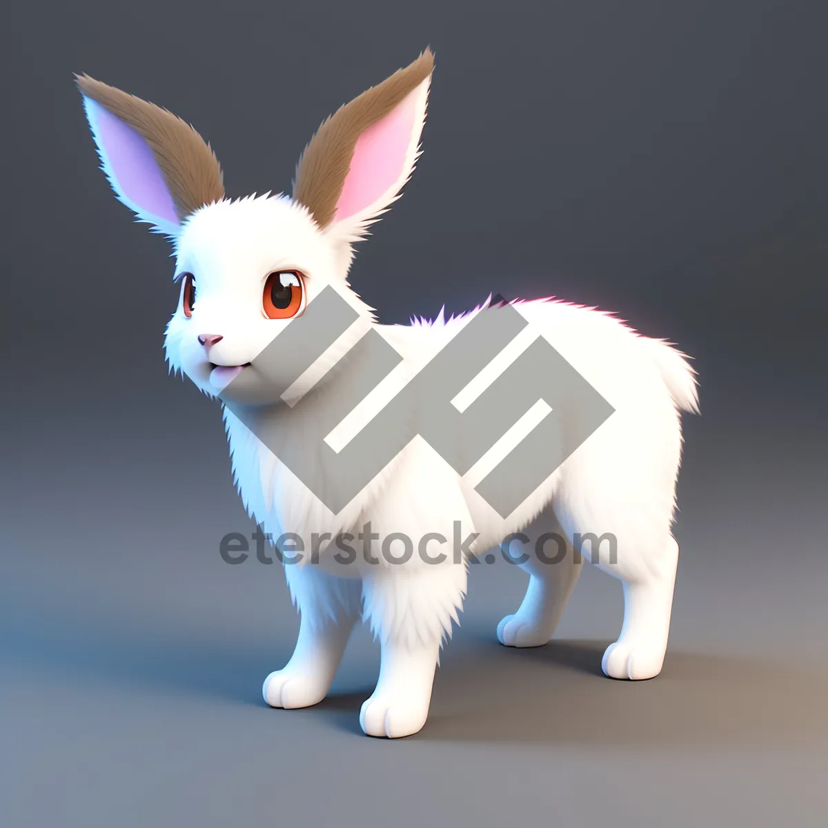 Picture of Cute Bunny with Fluffy Ears Sitting for Portrait