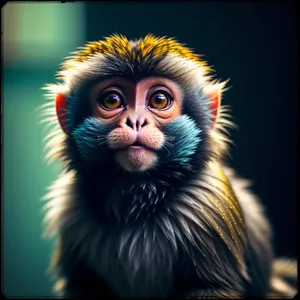 Playful Primate Posing with Piercing Eyes