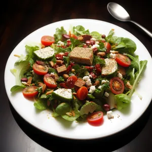 Fresh and delicious gourmet vegetarian salad with cheese