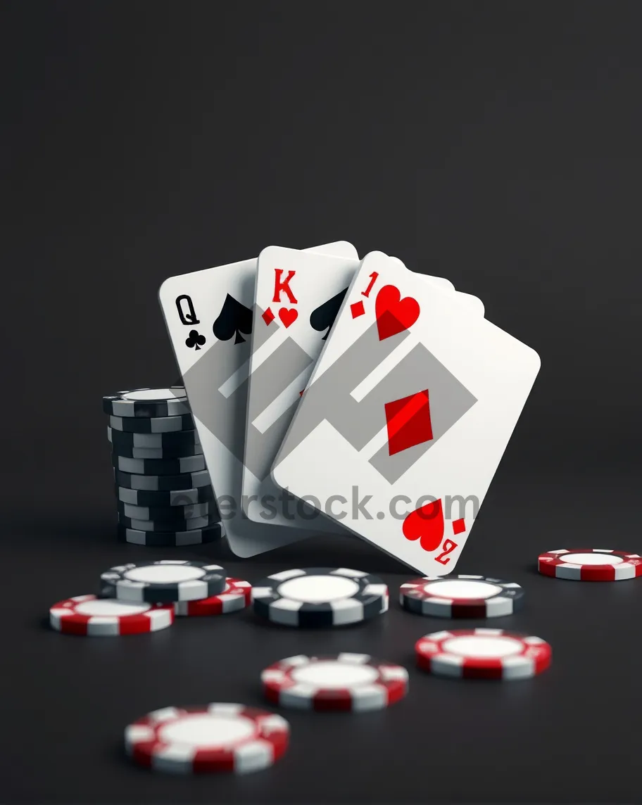 Picture of Poker chips and cards on casino table